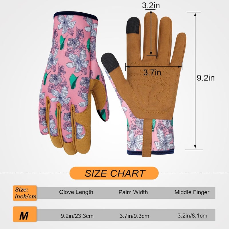 MERTURN Store Leather Gardening Gloves for Women Thorn Proof Garden Gloves Touch Screen Working Gloves Gifts,M - Image 2